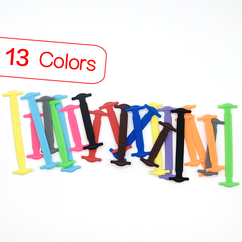 Cordones elásticos de silicona para niños y adultos, goma creativa para perezosos, sin corbata, zapatillas de deporte, impermeables, 13 colores