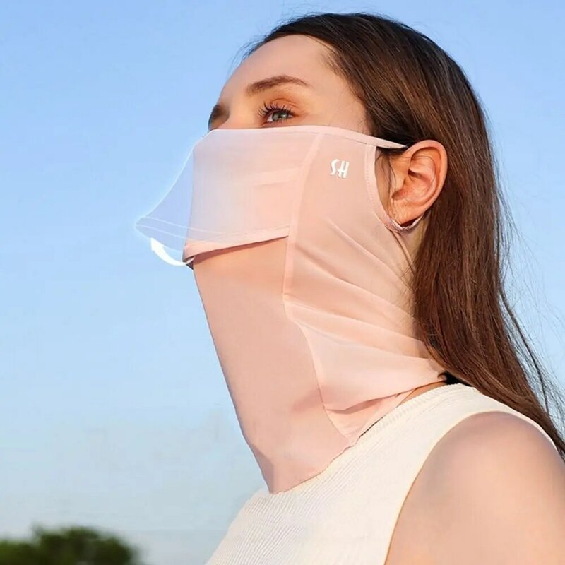 Sciarpe estive per il viso con protezione UV tinta unita per le donne Golf Ice Silk Mask Face Cover Neck Wrap Cover protezione solare sciarpa per il viso