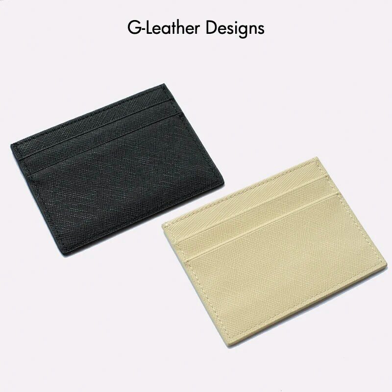 High Quality Saffiano Cow Leather Split Leather Credit Card Holder Customed Initial Letters ID Card Case Credit Card
