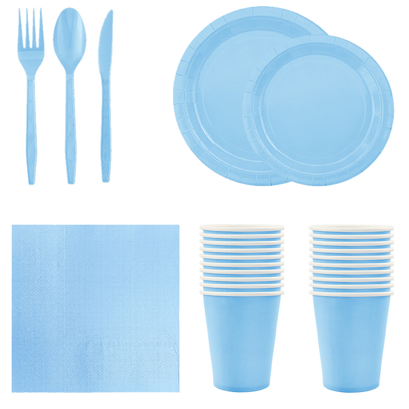 Однотонная женская голубая тема для дня рождения, супер женственная одноразовая посуда, бумажные салфетки, чашки, тарелки, скатерти, соломенная посуда
