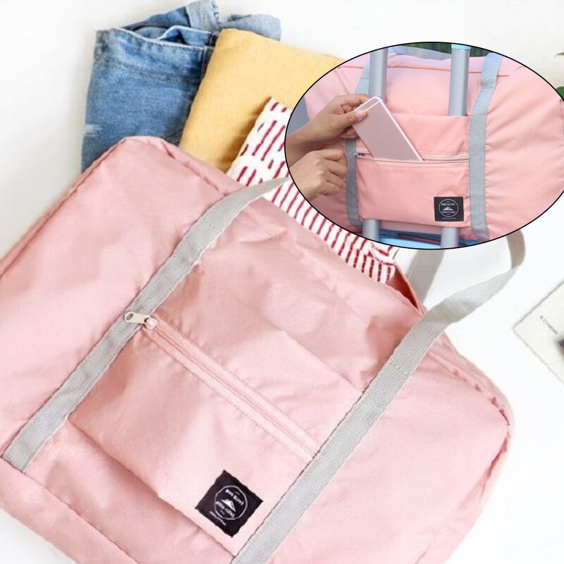 Индивидуальная дорожная сумка с любым именем, Женская сумочка, складной органайзер для гаджетов, вместительная розовая сумка-тоут с надписью, дорожные аксессуары
