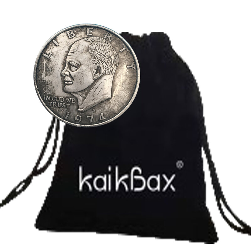 1974 mewah Liberty Eisenhower setengah dolar menyenangkan pasangan seni koin/klub malam keputusan koin/beruntung saku peringatan koin + tas hadiah