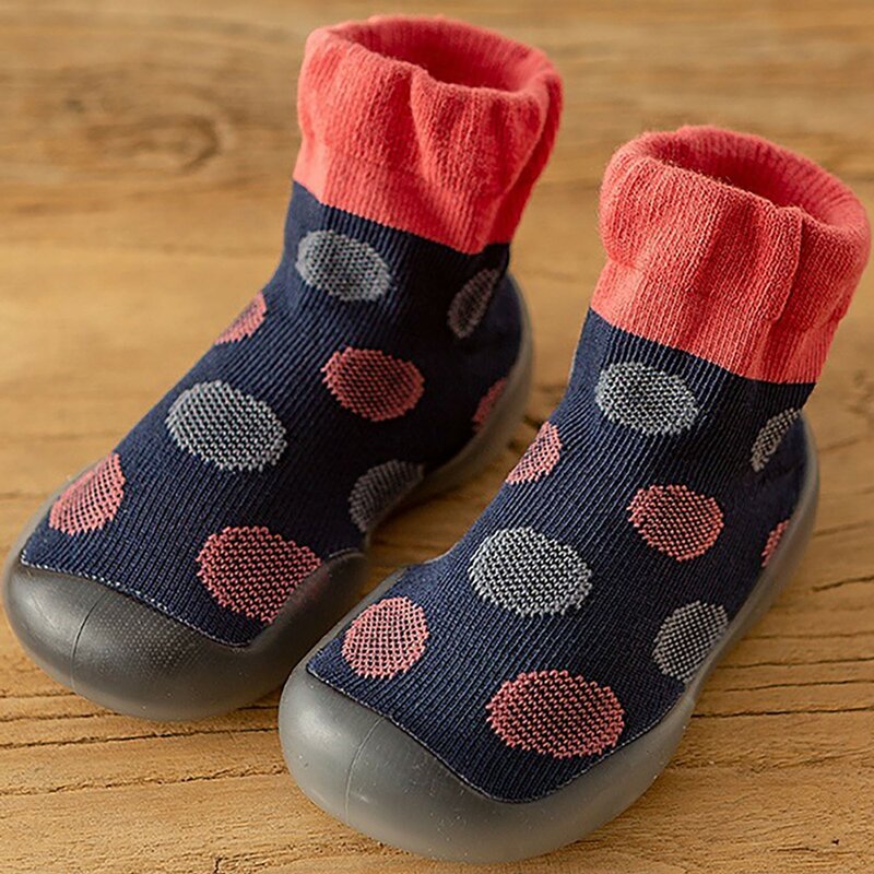 Sapatos de meias altas para o bebê, Retro Dot Mid Length Walking Shoes para criança infantil, crianças Soft Sole Socks, Big Girl Tamanho 5