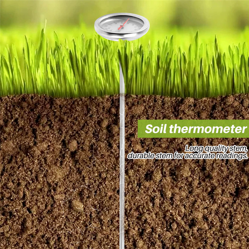 Compost Soil Thermometer 20 Inch 50 Cm Length Premium Food Grade Stainless Steel Measuring Probe Detector