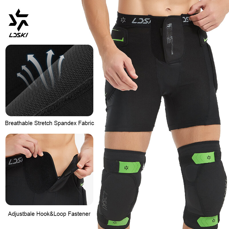 LDSKI esquí Pantalones cortos para proteger las caderas Rodillera Tres capas de protección de cadera Mujere Hombre Hueso caudado Protector  Pantalones