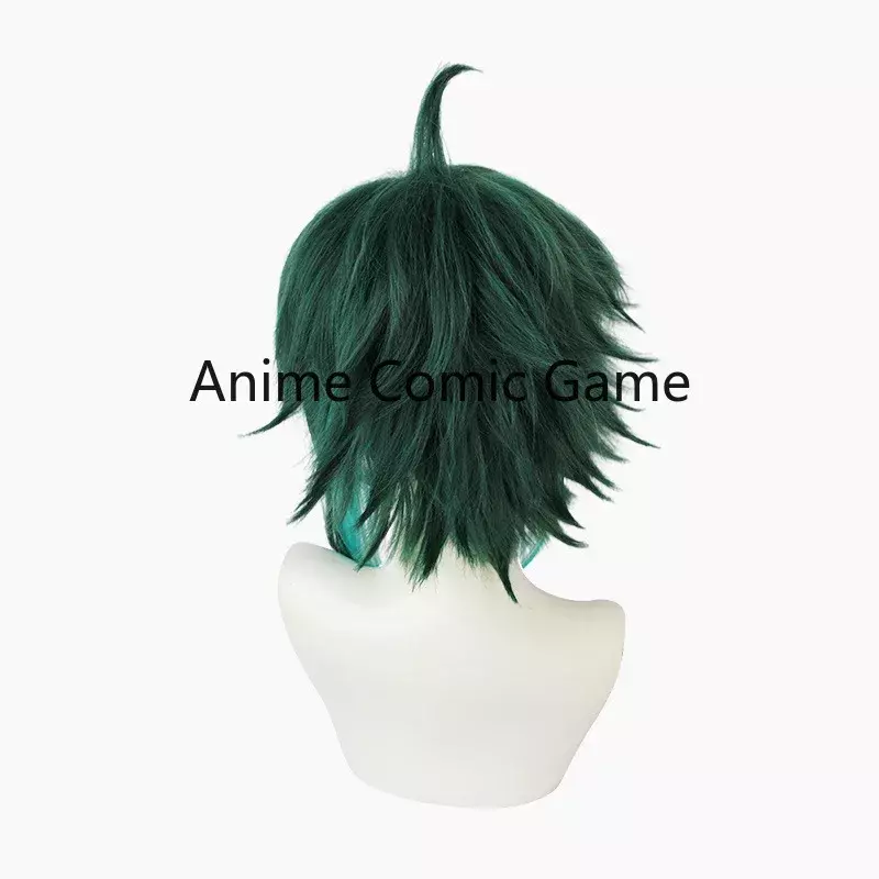 Парик для косплея Game Genshin Impact Xiao темно-зеленый, термостойкие синтетические волосы для мужчин и женщин, карнавальные искусственные волосы