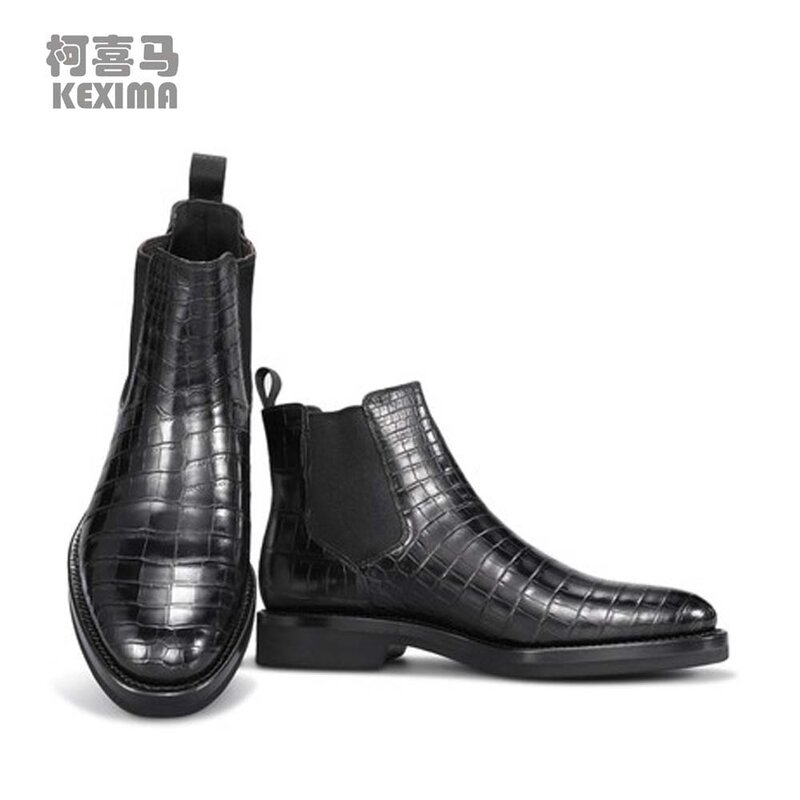 KEXIMA cestbeau new arrival męskie skóra krokodyla chelsea boots importowane buty męskie modne nowe męskie buty z krokodylem
