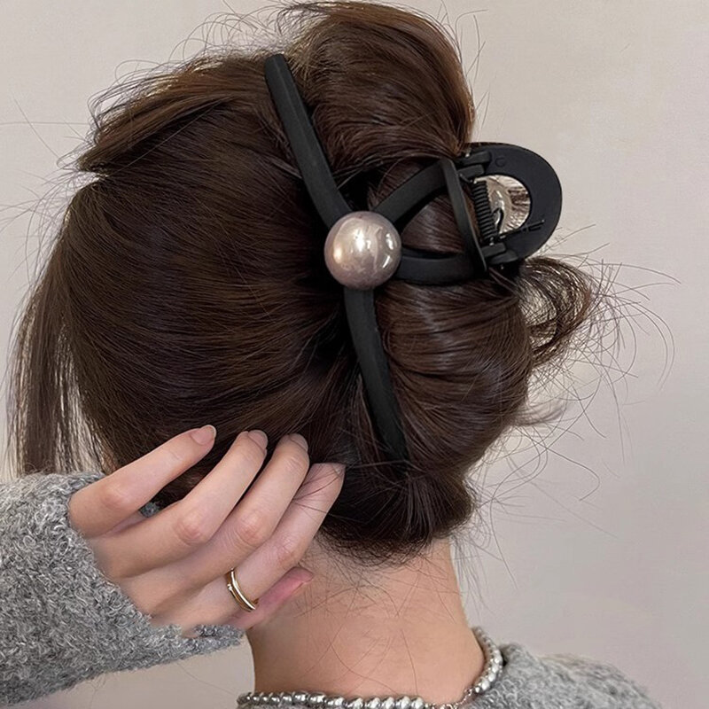 Mode elegante Perle Haars pangen Hai Clip für Frauen Mädchen große Perle Haar Klaue Haarschmuck Vintage Kopf bedeckung Geschenke