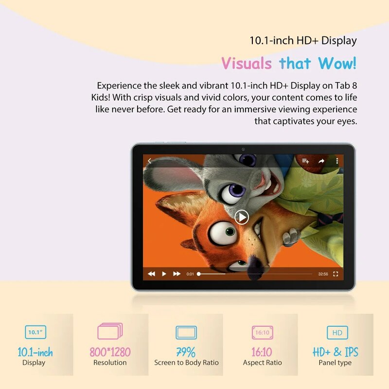 Детский планшет Blackview Tab 8, 10,1 дюйма, 4 + 128 ГБ, 6580 мАч, Android 12