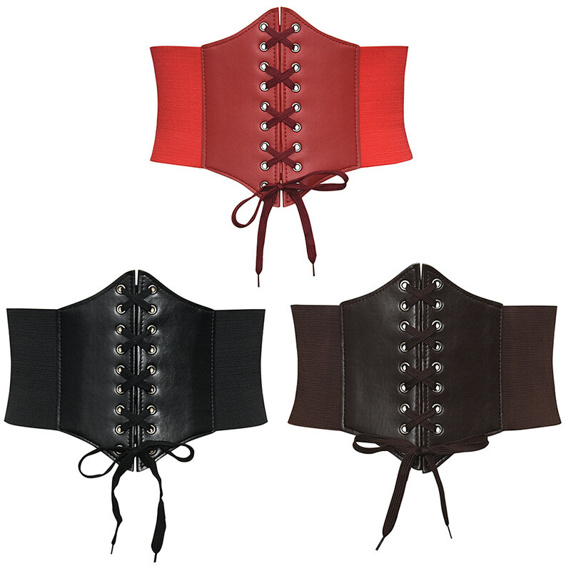 Cinture per le donne corsetto in vita cintura larga in pelle PU dimagrante cintura elastica in vita cintura regolabile