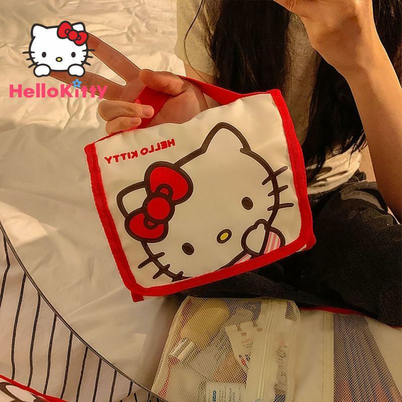 Hello Kittys kosmetyczka Sanrios mój Anime Cartoon melodia Cinnamoroll Kawaii Kuromi podróżny przenośny wielofunkcyjny worek do przechowywania prania