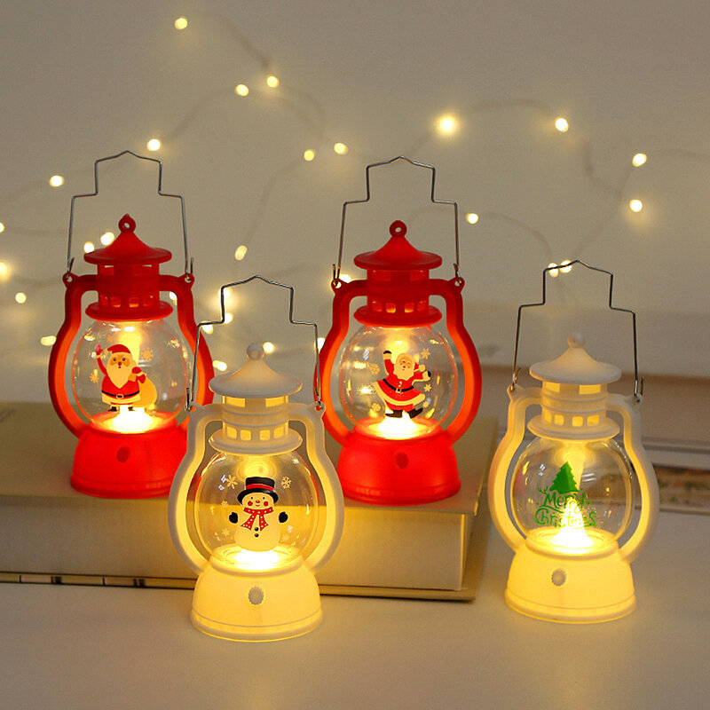 YOUZI-ABS Christmas LED Light, Alimentado por Bateria, Sem Fumaça, Vintage, Lâmpada, Decoração para Pequenos Espaços, 3 Modos