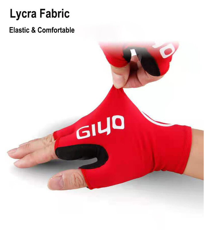 GIYO-guantes cortos de ciclismo sin dedos, manoplas antideslizantes de tela de LICRA para bicicleta de montaña y carretera, guantes de medio dedo para carreras deportivas
