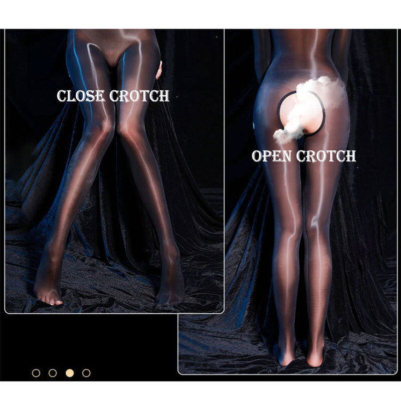 Glossy See Through Sexy Women Sheer Lingeries Onesies  Jumpsuit Pantyhose Tights Bodycon Leoatrd