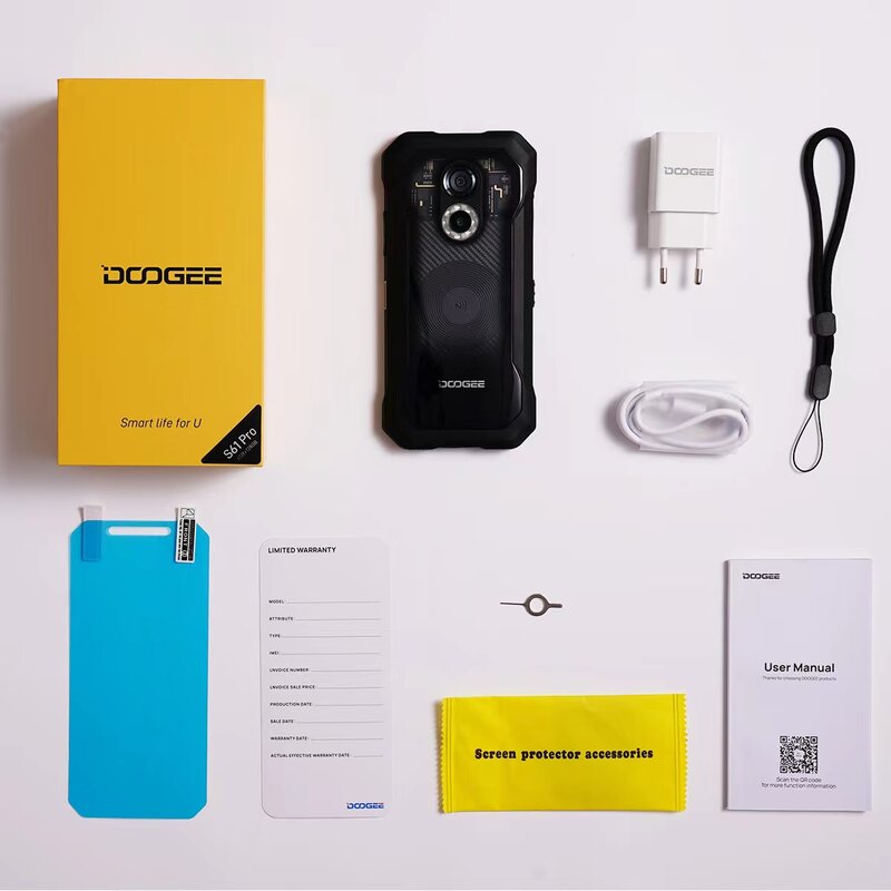 Doogee S61 PRO 견고한 휴대폰 교체 백 케이스, 6.0 인치 IP68 IP69K 나이트 비전 카메라, 6 + 128GB 48MP 카메라, 5180mAh 스마트폰