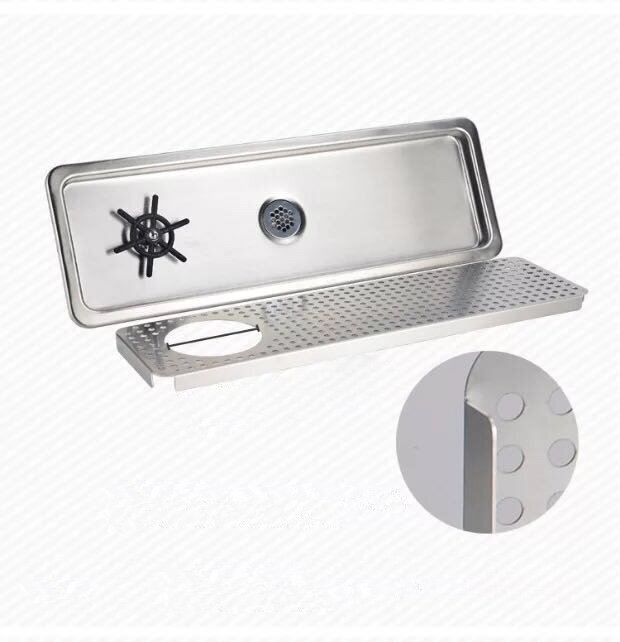 stainless steel beer beverage drip tray with glass rinser