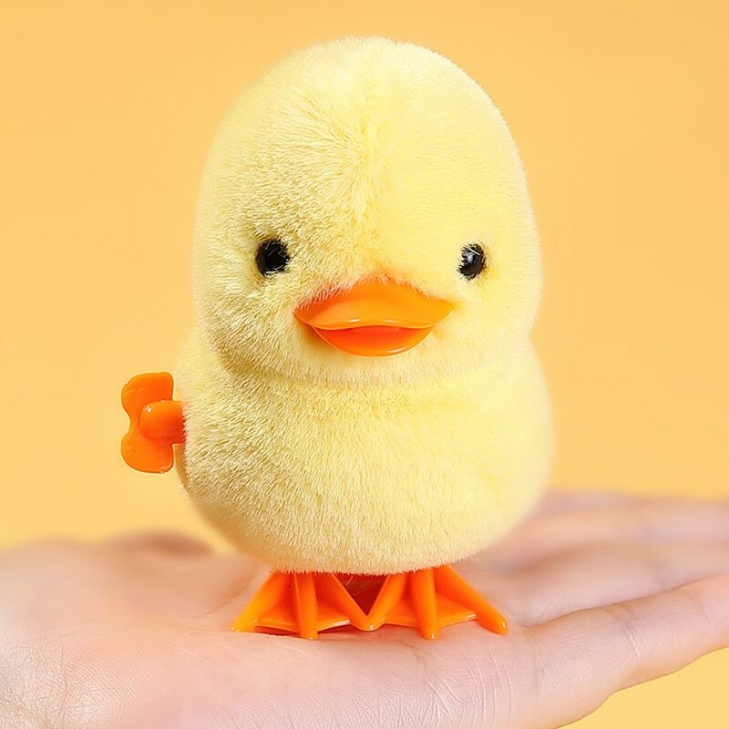 Cute Yellow Jumping Chicken Duck Clockwork Toy Walking Simulation Limb Development Plush Toy Chick Duck Gift