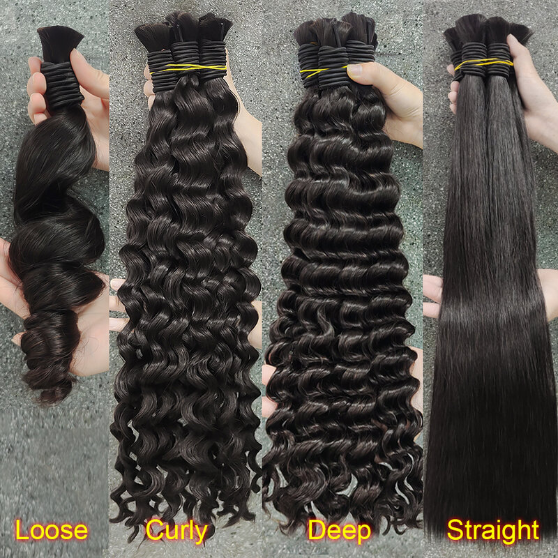 Плетеные волосы, искусственные объемные человеческие волосы для плетения кос, волосы без уточка, 50-80 см, человеческие волосы для наращивания с глубокой волной