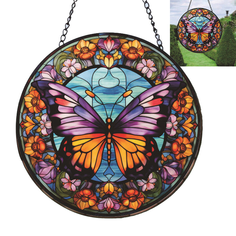 完全な円形の蝶のペンダント,花の花輪,見事な装飾,美しいデザイン,簡単な設置