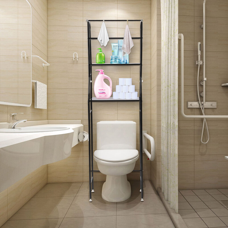 3-poziomowy metalowy regał oszczędzający miejsce półka łazienkowa nad stojak na toaletę