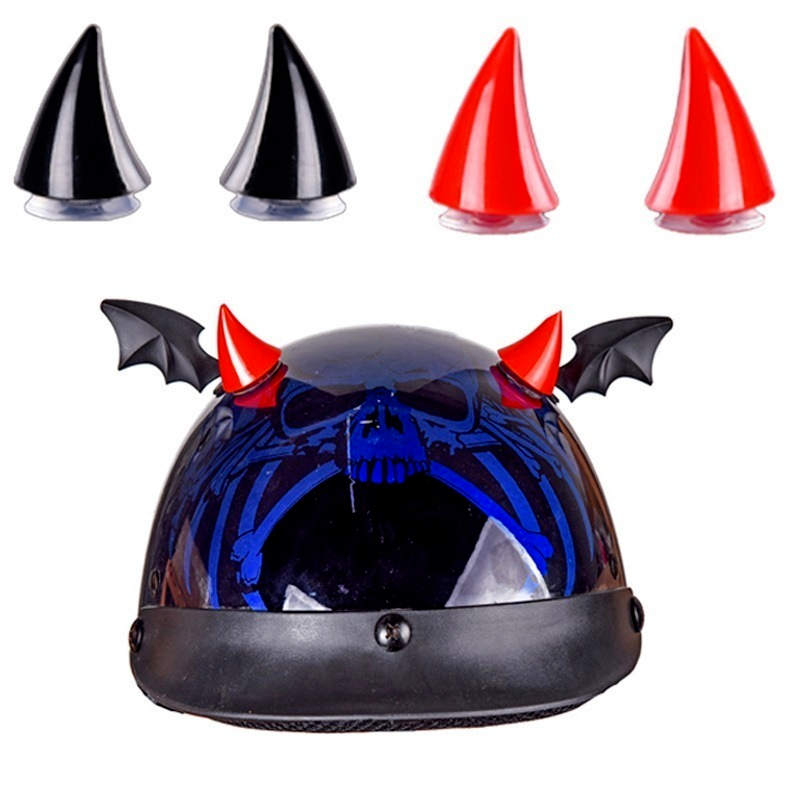 Multiwarna Helm Sepeda Motor Tanduk Setan Sepeda Listrik Dekorasi Mobil Stiker Helm Aksesori Suku Cadang Panjang Pendek