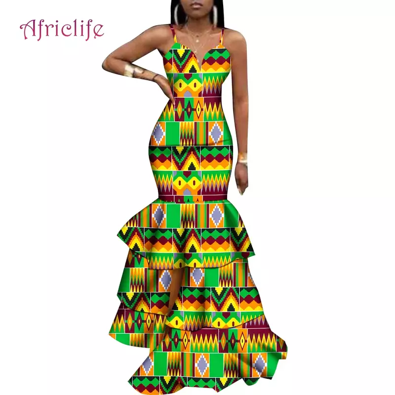 Robe Africaine Plissée à la Mode pour Femme, Tenue de Soirée Sexy, Vêtement de Mariage, KG913