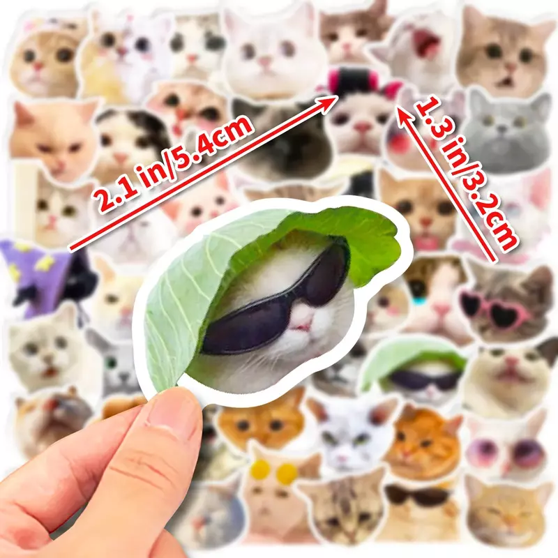 50Pcs  Kawaii Cat Stickers Funny Cats Waterproof Decals For Decorations Scrapbook Journal Water Bottle Laptop Luggage Sticker