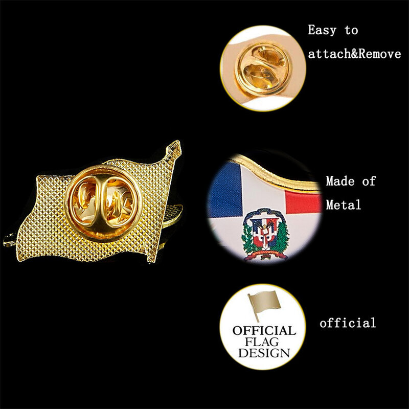 Emblemas de lapela na mochila e roupas, decoração da América do Norte, o, República do Caribe Bandeira
