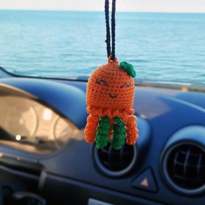 Cute Octopus Car Decor Color and Expression Variable Cartoon Animal Hanging Car Accessories Doll Bags Pendant Car Key Ring, New