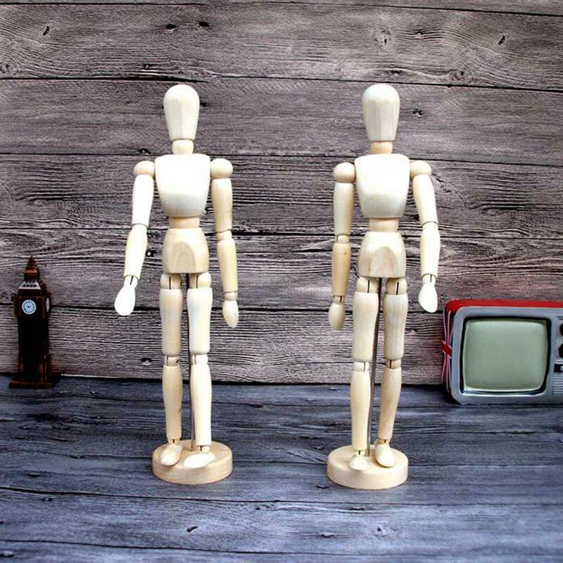 Figura de ação robô de madeira com articulações móveis, decoração desktop, modelo multi-articulado, esboçando, desktop, 32cm