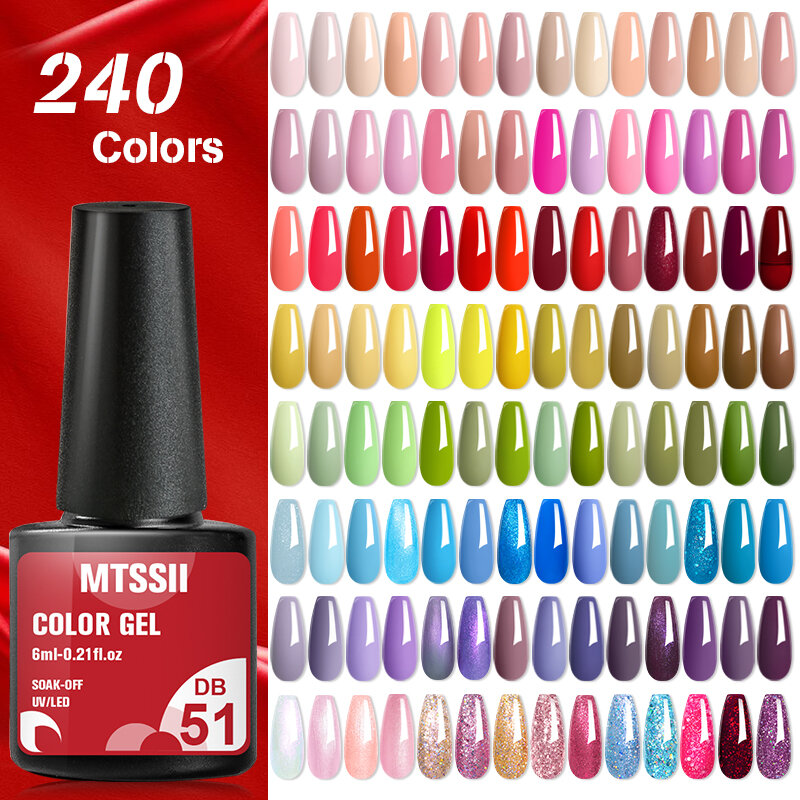 Mtssii-esmalte en Gel para uñas, barniz semipermanente para manicura, UV, LED, 240 colores, 6ml