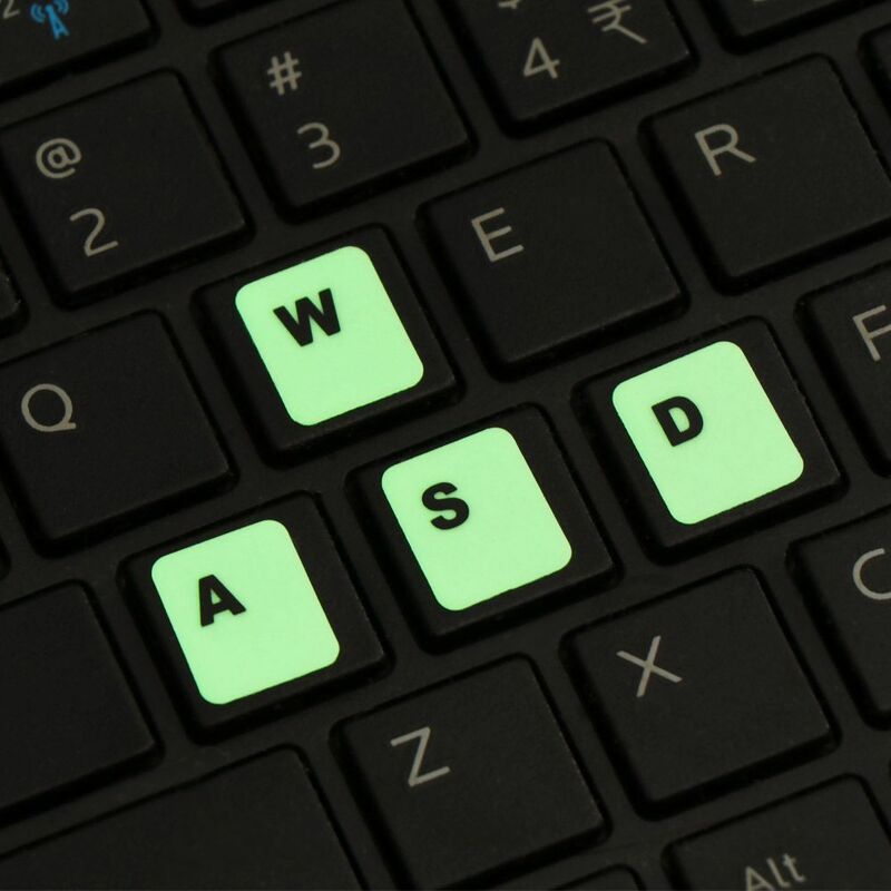 Stiker Keyboard bercahaya Prancis Arab Rusia Inggris Spanyol untuk Laptop PC papan kunci Desktop lampu malam stiker tahan debu