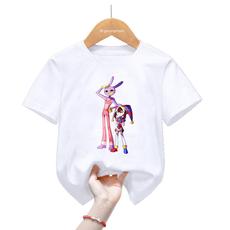 Divertente The Amazing Digital Circus T-Shirt Cartoon Print T Shirt abbigliamento per bambini ragazzi ragazze Baby Tshirt abbigliamento Unisex Tees Tops