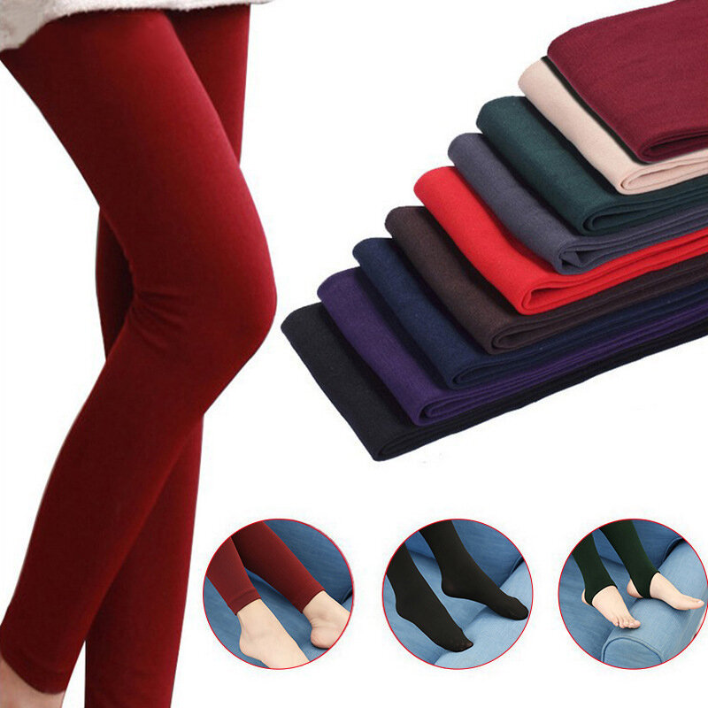 Meias de inverno grossas para mulheres algodão poliéster interno quente meia-calça de malha torção casual legging meias pé completo bottoms