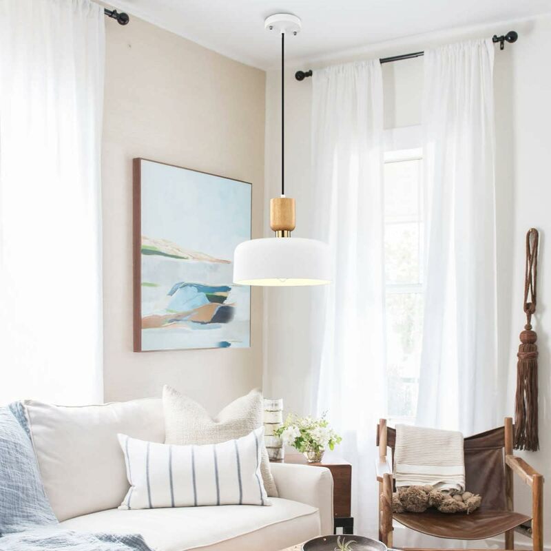 Modern Pendant Lighting Wood Adjustable Metal Hanging Light Fixtures Kitchen Dining Room Home Decor Hanging Lamp