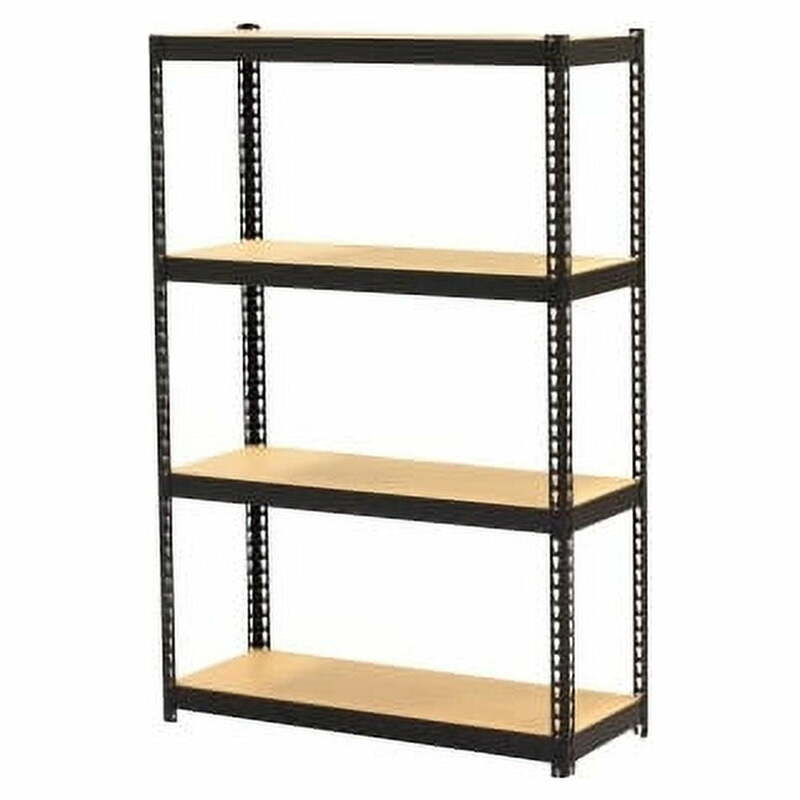 Goods shelves，Riveted, Steel, 30"x12"x48", Black (LLR66963)