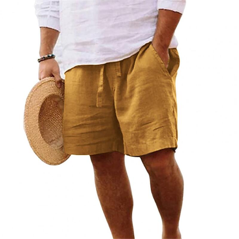 شورت شاطئ أحادي اللون سريع الجفاف ، لياقة فضفاضة ، مستقيم ، ساق واسعة ، طول الركبة ، ملابس رياضية غير رسمية