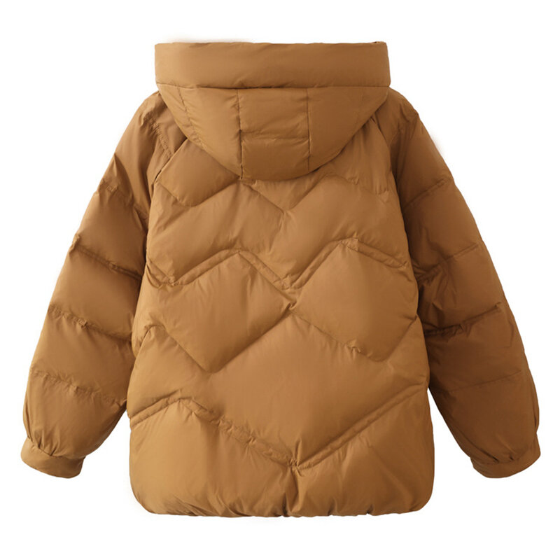 Winter Warm Duck Down Coat Women Oversize Casual Autumn Pocket Basic Hooded Jackets