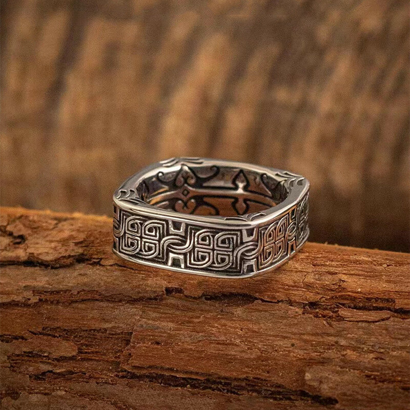Iers Gek Keltisch Knoop Vierkant Vintage Ring Mannen