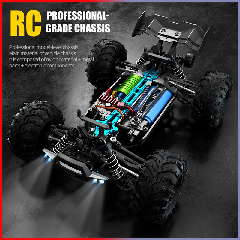 Samochód Rc Off Road 4x4 High Speed 70 km/h zdalnie sterowanym samochodowym z reflektorów LED bezszczotkowy 4WD 1/16 Monster Truck zabawki dla chłopców prezent