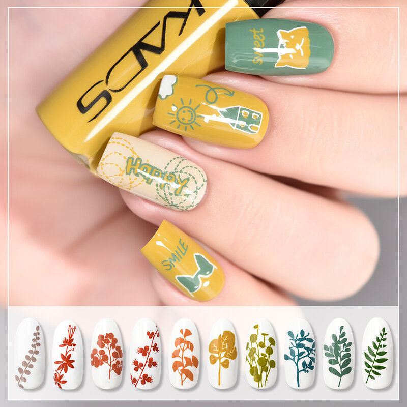 KADS esmalte de uñas para estampado artístico, barniz de impresión negro, blanco, dorado, plateado, verde, diseño DIY para placa de estampado, laca de uñas de Color