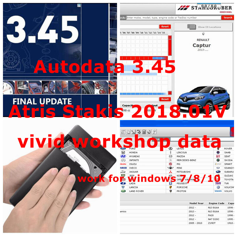 자동차 데이터 3.45 자동차 소프트웨어, 생생한 워크샵 데이터, Atris-Stakis Technik 2018.01V, 다국어 광택제 스페인어 링크 HDD, 2024 인기
