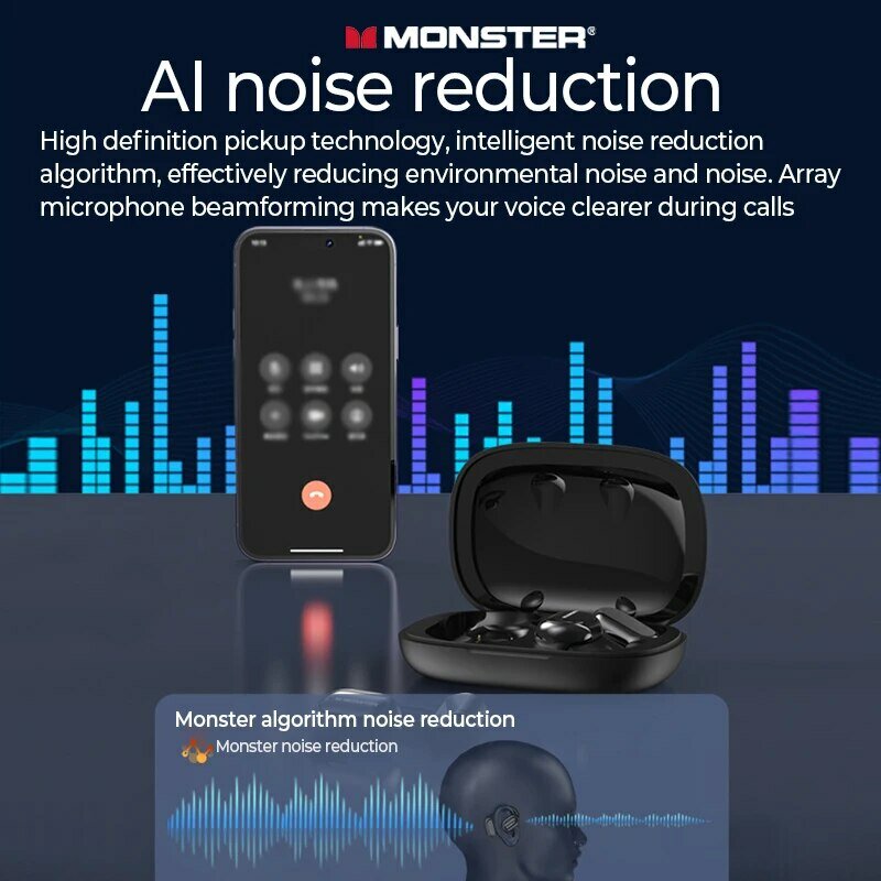 Monster OPen-Écouteurs sans fil, casque à faible latence, qualité sonore HiFi, mode jeu