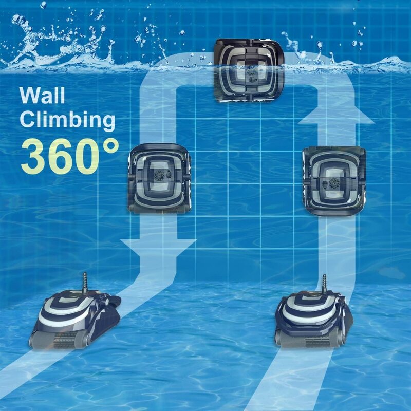 Pembersih kolam renang robotik, untuk kolam di atas/di tanah, Kolam renang panjang hingga 55 kaki, keranjang Filter beban atas ganda