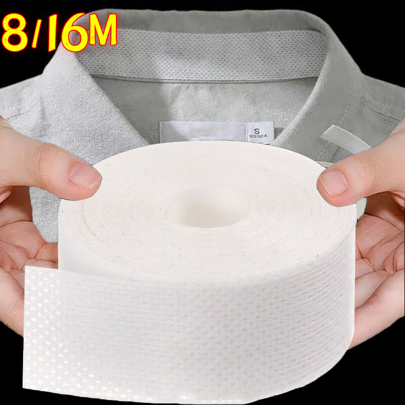 Adesivos descartáveis para colarinho com remoção de suor para homens e mulheres, autoadesivo transparente, fita absorvente, camisa, forro do pescoço, almofadas de suor, 1/2 rolo