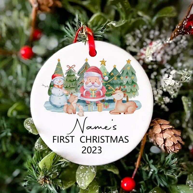 Ornamento per bambini di natale personalizzato Baby First Christmas Photo Prop Ornament regalo ricordo personalizzato ornamento in ceramica di natale per neonati