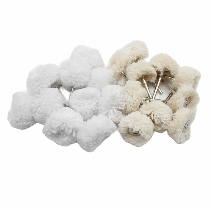 20 pçs jóias polimento escova de lã de algodão feltro moagem lixamento cabeça abrasivo roda 2.35mm haste broca ferramenta giratória