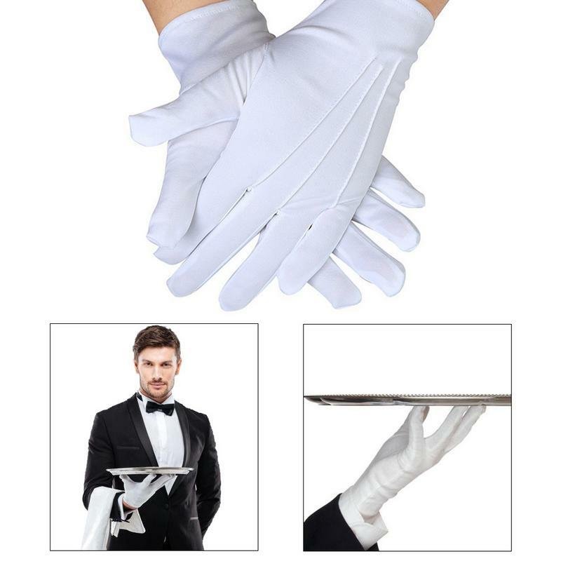 1 Paar Vrouwen Witte Formele Handschoenen Eer Handschoenen Bewaker Santa Mannen Inspectie Antislip Korte Volledige Vinger Rijhandschoenen