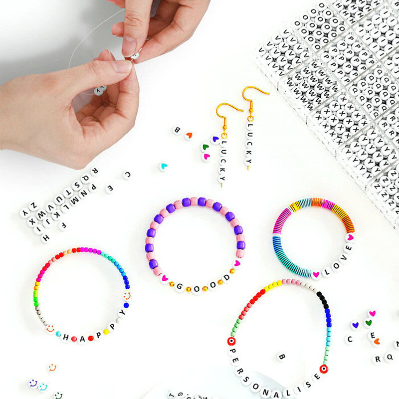 1400PCS Letter Beads 28 Styles Friendship Bracelets Assorted Alphabet Beads Preppy Beads Jewelry Making Kit with Beads Case