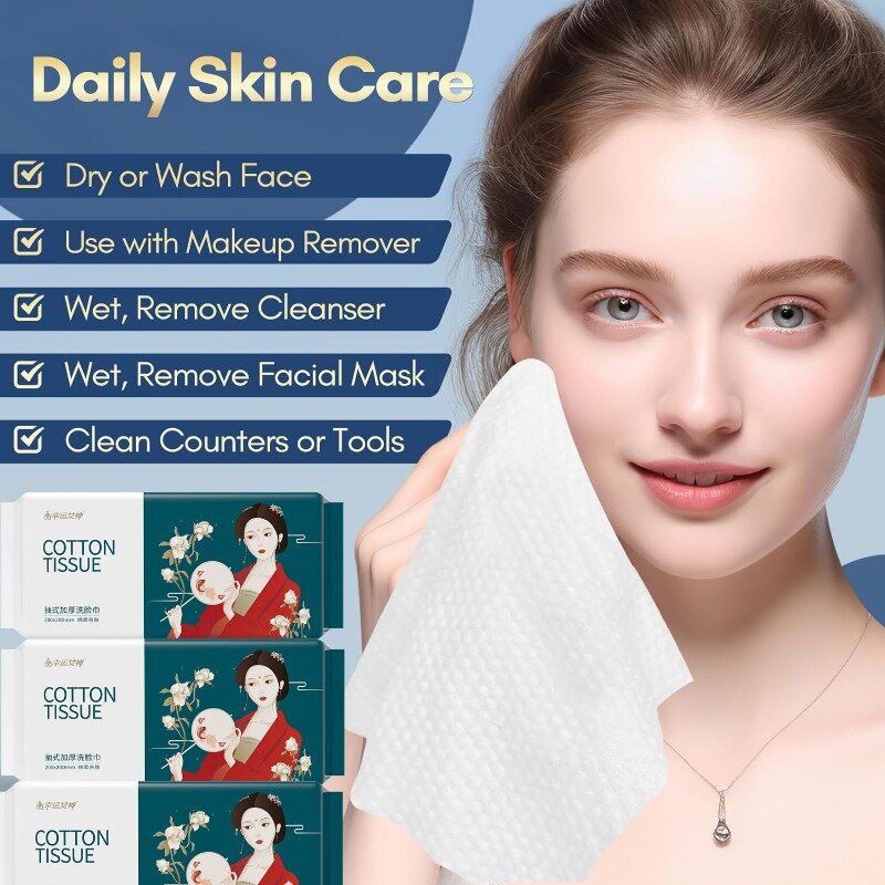 Confezione da 5 (250 pezzi) salviette morbide umidificate e asciutte usa e getta asciugamano per il viso in cotone spesso al 100% salviette extra spesse e asciutte